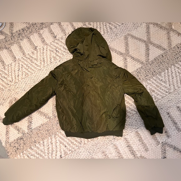 Zara Green Bomber Jacket w/Sheepskin Lining and Hood | Small - Picture 2 of 2